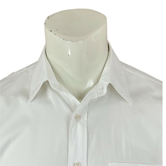 Nordstrom 2 x 2 Pinpoint Long Staple Cotton White Dress Shirt Mens 15.5 - 37 - Picture 5 of 8